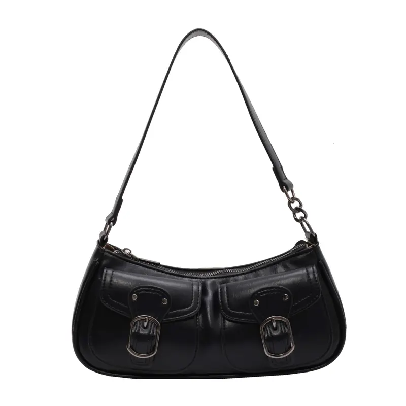 LEFTSIDE Fashion Leather Shoulder Armpit Bag for Women 2025 Tend Females Simple Small Pocket Design Underarm Handbags and Purses