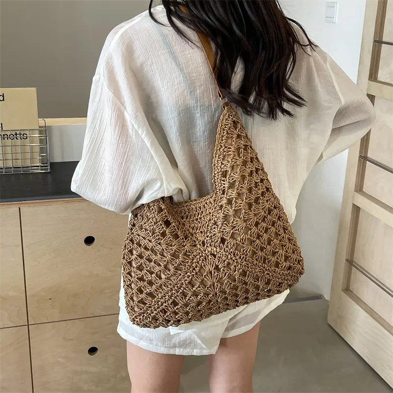LEFTSIDE Small Straw Underarm Bags for Women 2025 Korean Fashion Summer Cute Shoulder Bags Handbags and Purses Weave Beach Bag