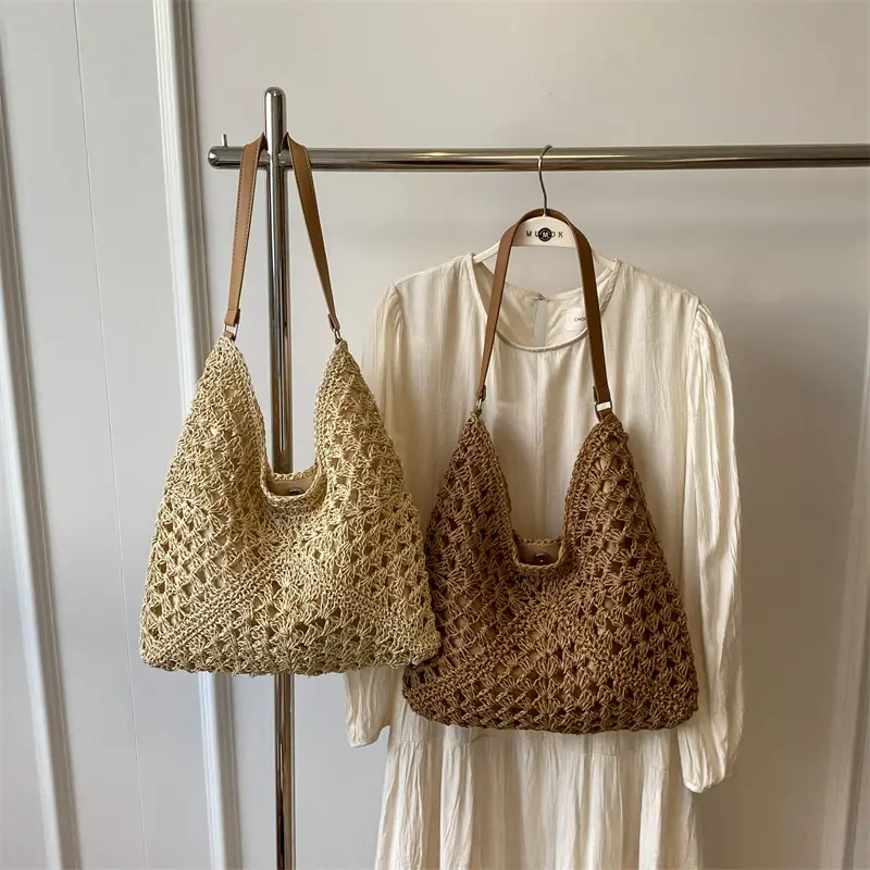 LEFTSIDE Small Straw Underarm Bags for Women 2025 Korean Fashion Summer Cute Shoulder Bags Handbags and Purses Weave Beach Bag