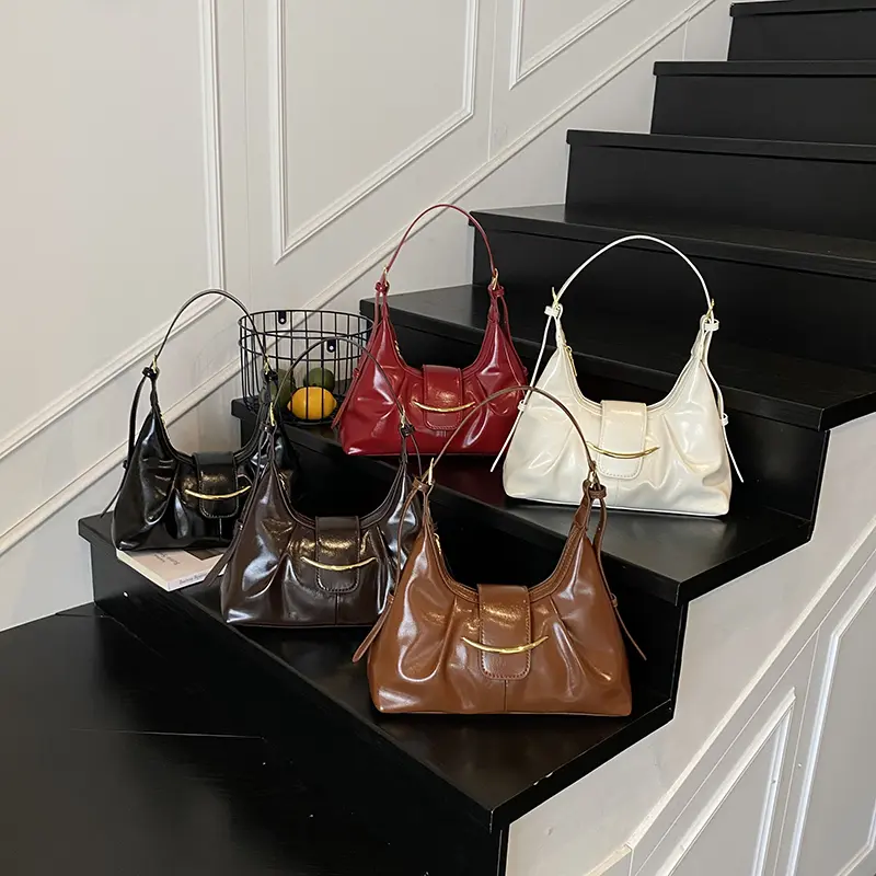 LEFTSIDE Retro Hobo Shoulder Bags for Women PU Leather Underarm Bag 2025 Summer New Designer Crossbody Bag Luxury Handbags