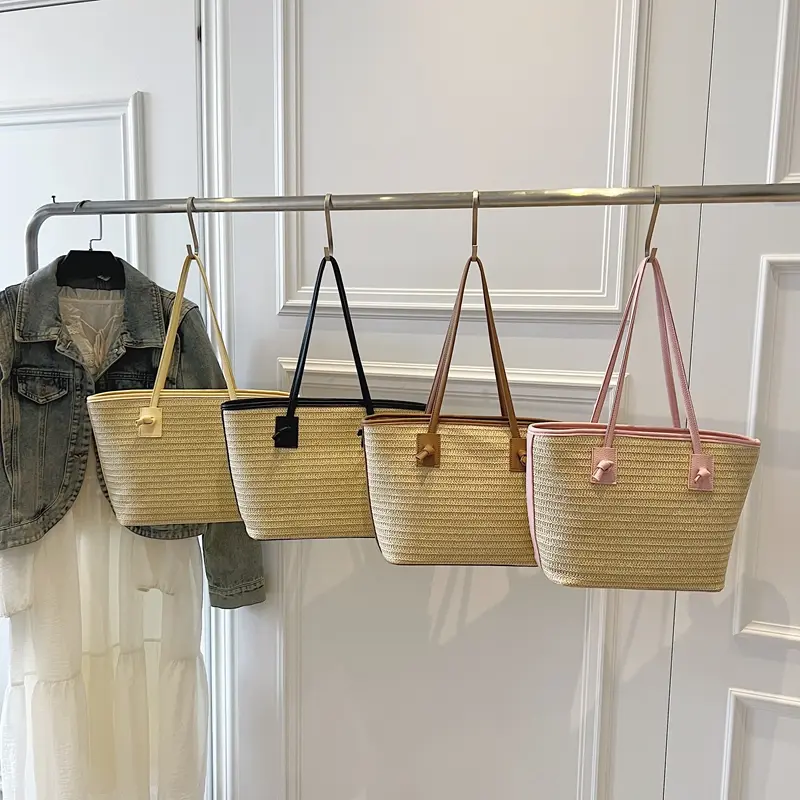 LEFTSIDE Weave Big Straw Shoulder Bags for Women 2025 New Summer New Trend Tote Bag Females Simple Beach Bags Handbags