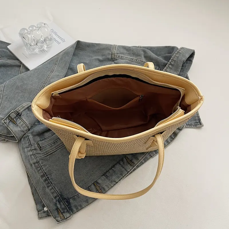 LEFTSIDE Weave Big Straw Shoulder Bags for Women 2025 New Summer New Trend Tote Bag Females Simple Beach Bags Handbags