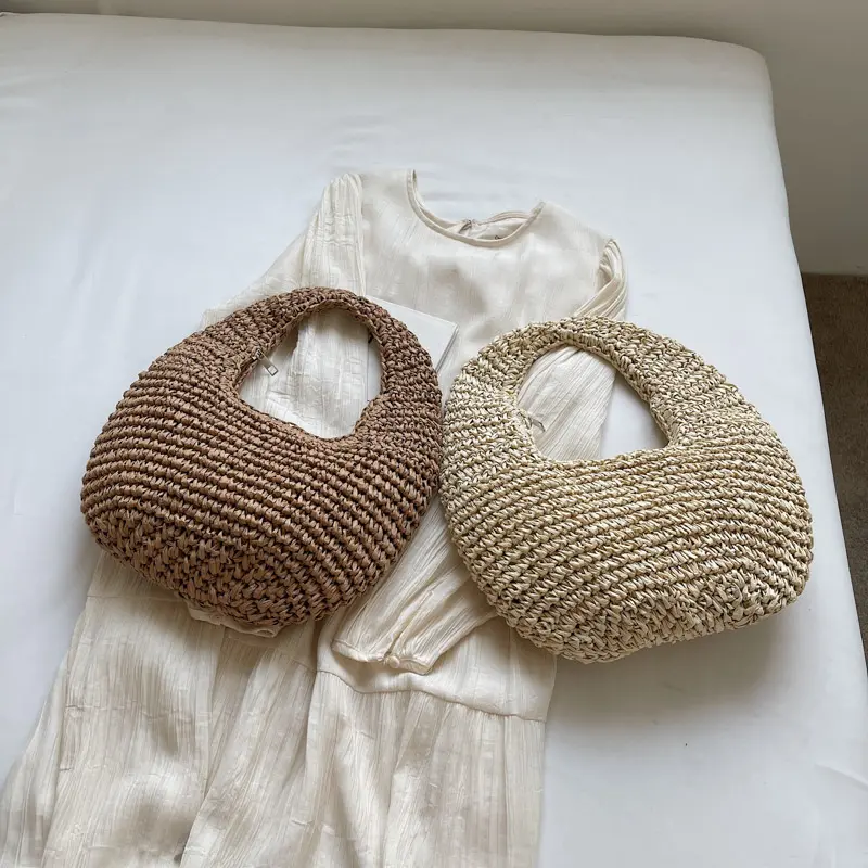 LEFTSIDE Simple Straw Bags for Women 2025 Summer Ladies New Weave Shoulder Bag Females Beach Bags Lady Handbags and Purses