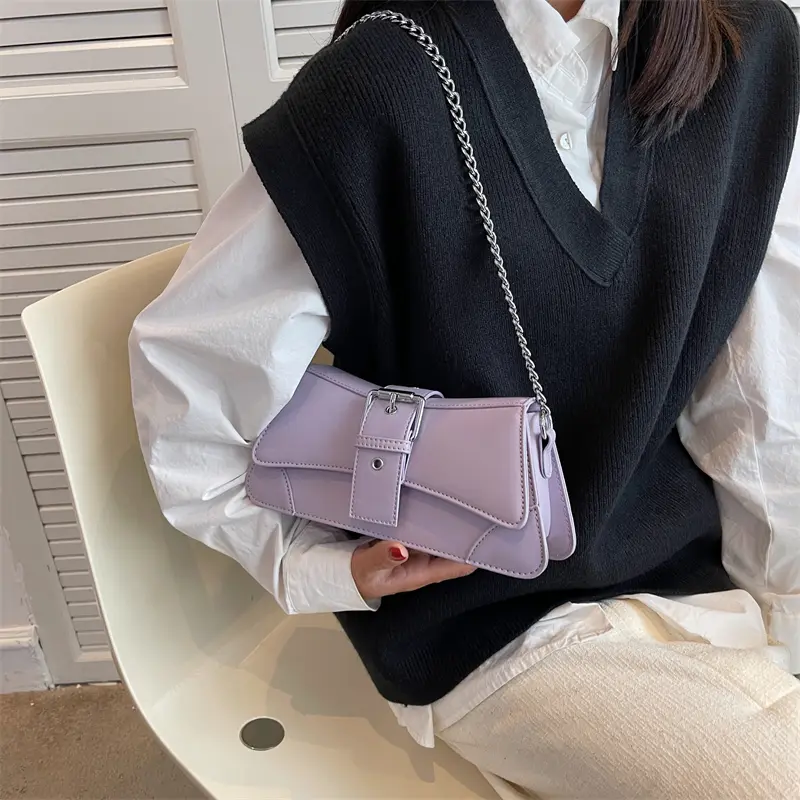 Solid color Chain Shoulder Bag for Women Small PU Leather Handbags 2025 Vintage Luxury Brand Lady Crossbody Bag Coffee Black