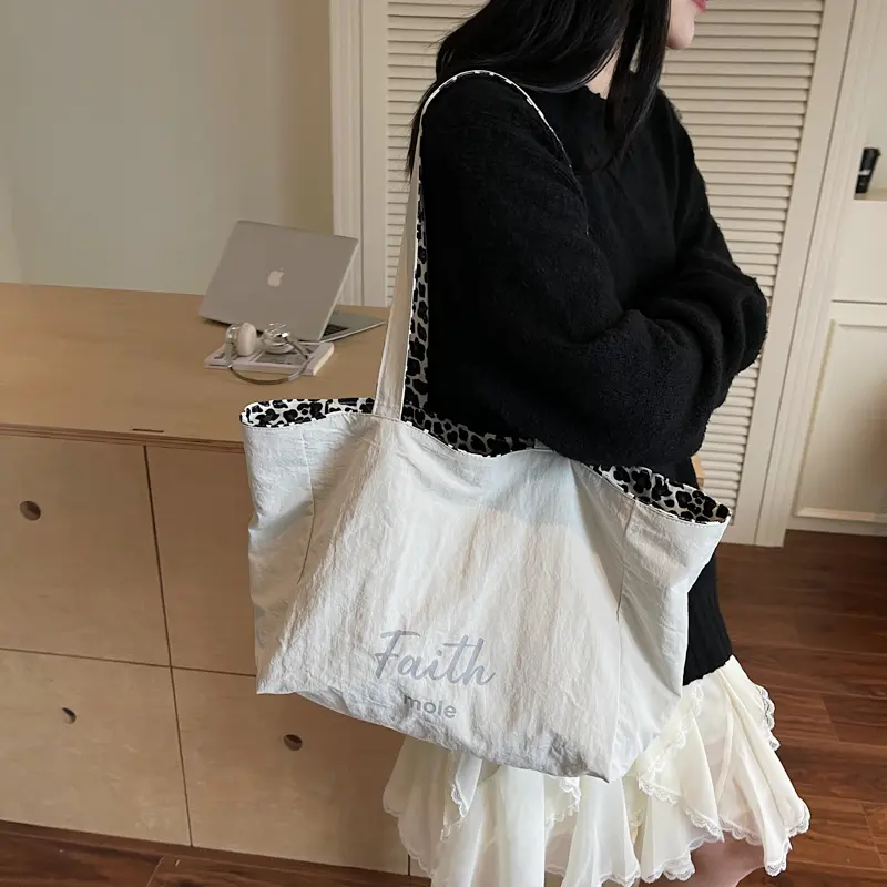 LEFTSIDE Leopard High-capacity Cloth Shoulder Bags for Women 2025 Y2K New Luxury Fashion Trend Female Tote Bag Lady Handbags