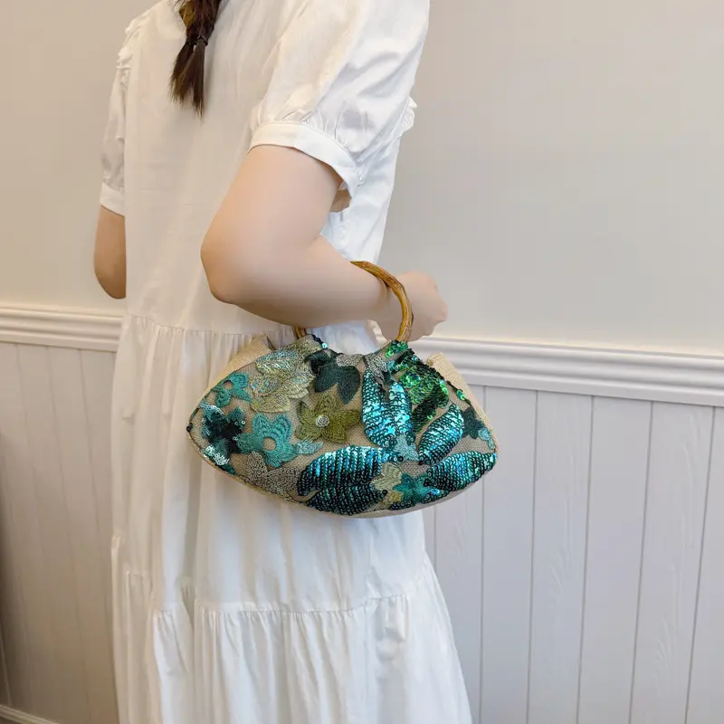 LEFTSIDE Soft Cloth Flowers Shoulder Bags for Women 2025 Summer New Y2K Trend Travel Tote Bag Females ​Handbags and Purses