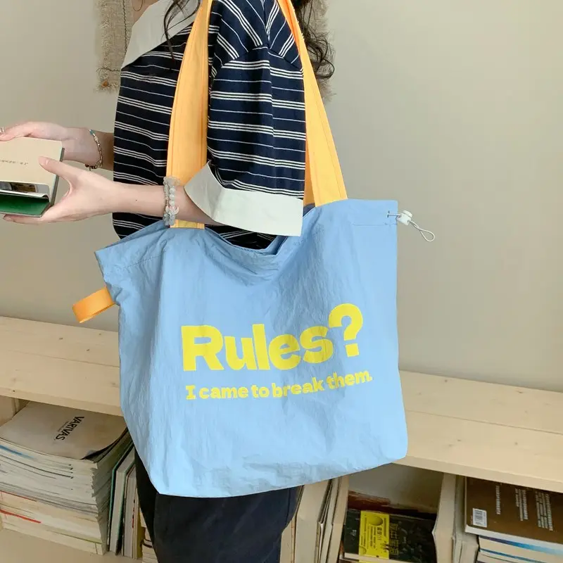 LEFTSIDE Design Nylon Soft Shopper Shopping Shoulder Bag for Women 2025 New Trend Fashion Letter Travel Handbags and Purses