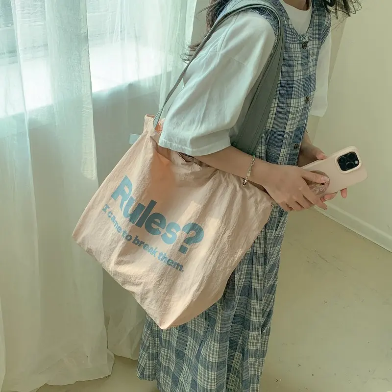 LEFTSIDE Design Nylon Soft Shopper Shopping Shoulder Bag for Women 2025 New Trend Fashion Letter Travel Handbags and Purses