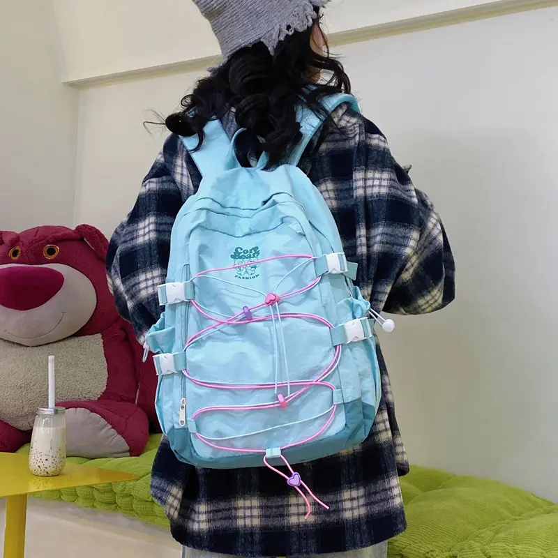 LEFTSIDE Women's Nylon Backpacks 2025 New in Fashion Summer Tie Backpack for Teens​​ Girls School Bag Cute Travel Back Pack