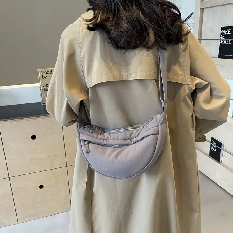 LEFTSIDE Trendy Women's Soft Cloth Shoulder Bag Solid Color Student Hobo Bag 2025 Spring Y2k Casual Handbags Crossbody Bags