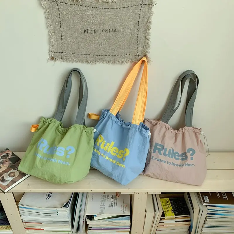 LEFTSIDE Design Nylon Soft Shopper Shopping Shoulder Bag for Women 2025 New Trend Fashion Letter Travel Handbags and Purses