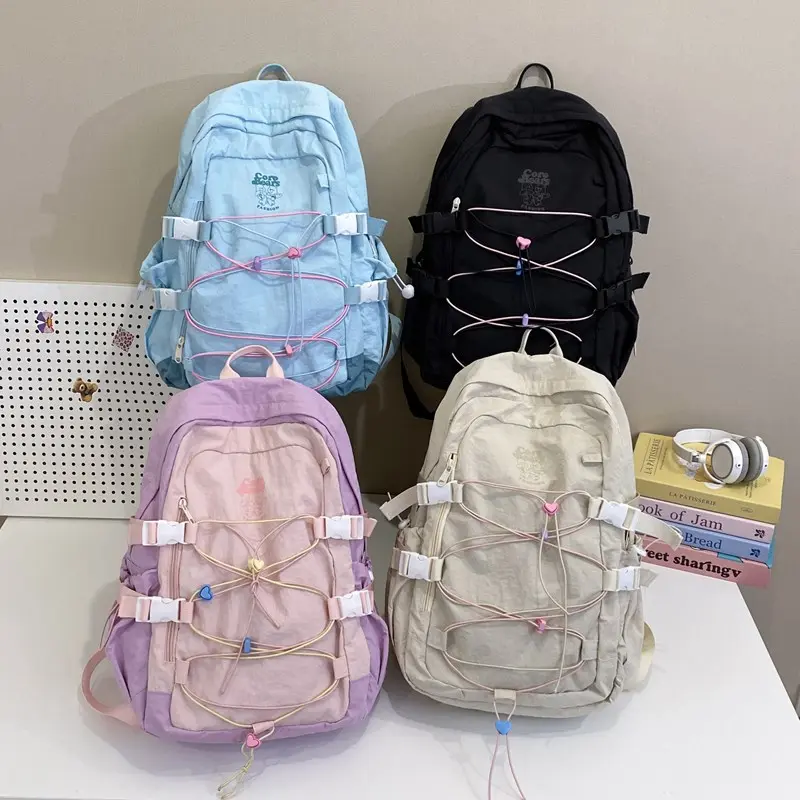 LEFTSIDE Women's Nylon Backpacks 2025 New in Fashion Summer Tie Backpack for Teens​​ Girls School Bag Cute Travel Back Pack