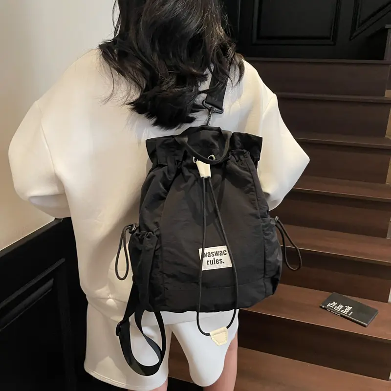 LEFTSIDE Women's Small Soft Green Drawstring Cloth Backpacks 2025 Summer Fashion Backpack Girls School Bag Cute Back Pack