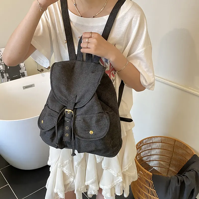 LEFTSIDE Women's Denim Soft Backpacks 2025 New in Fashion Summer Backpack for Teens​​ Girls School Bag Double Pockets Back Pack