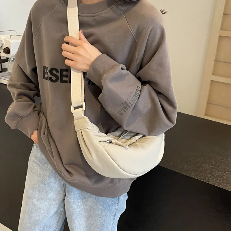 LEFTSIDE Trendy Women's Soft Cloth Shoulder Bag Solid Color Student Hobo Bag 2025 Spring Y2k Casual Handbags Crossbody Bags