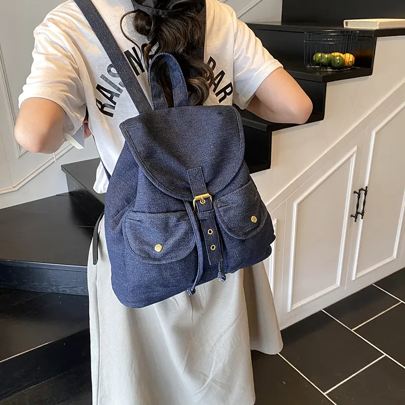 LEFTSIDE Women's Denim Soft Backpacks 2025 New in Fashion Summer Backpack for Teens​​ Girls School Bag Double Pockets Back Pack
