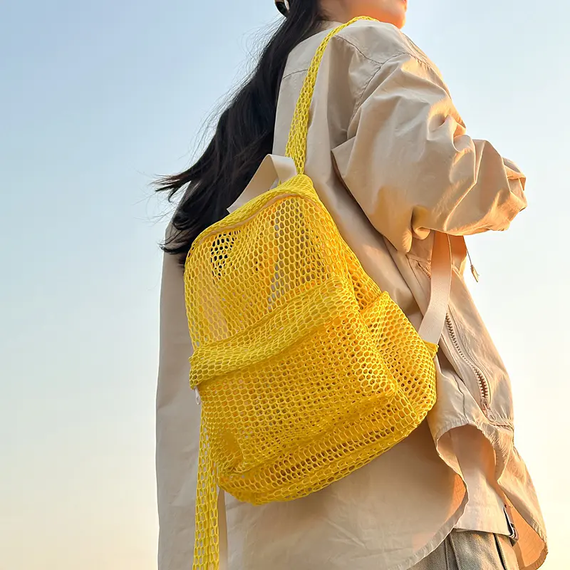 LEFTSIDE Small Mesh Backpack Bags 2025 Women Solid Color Back Packs Females Travel Simple Beach Student School Backpacks