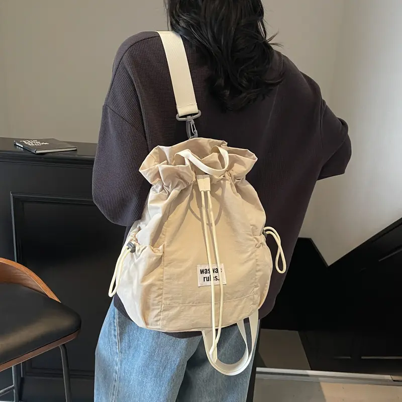 LEFTSIDE Women's Small Soft Green Drawstring Cloth Backpacks 2025 Summer Fashion Backpack Girls School Bag Cute Back Pack