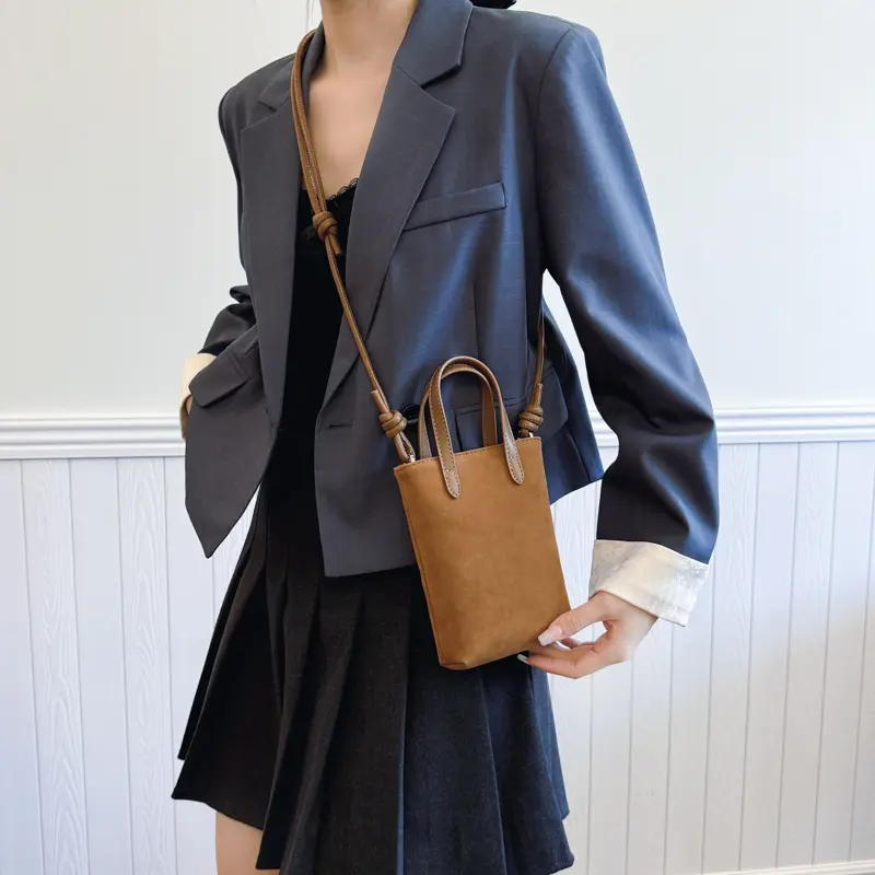 LEFTSIDE Design Mini PU Leather Crossbody Bag For Women 2024 Korean Fashion Design Female Retro Shoulder Bag Handbags And Purses