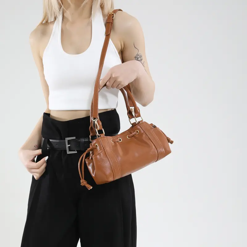 LEFTSIDE PU Leather Small Bucket Crossbody Bags Lady Shoulder Bag for Women 2025 New Fashion Short Handle Handbags and Purses