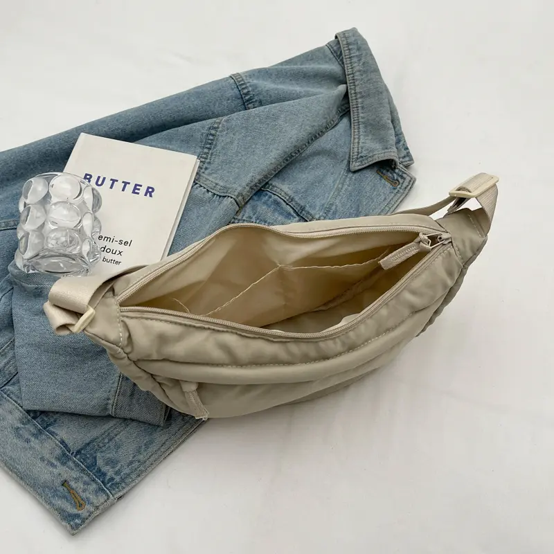 LEFTSIDE Trendy Women's Soft Cloth Shoulder Bag Solid Color Student Hobo Bag 2025 Spring Y2k Casual Handbags Crossbody Bags