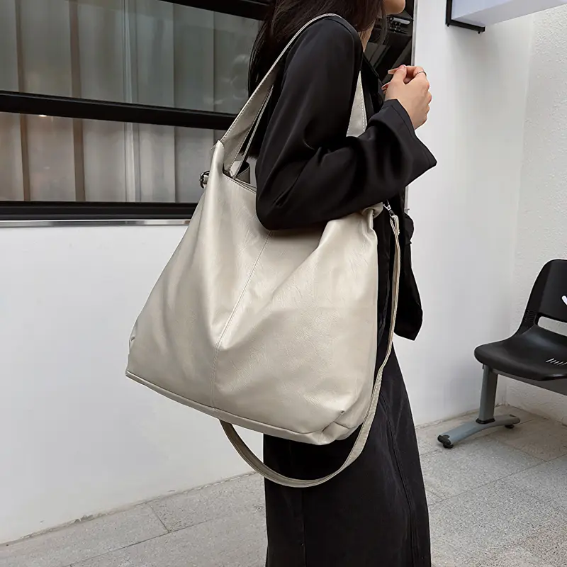 LEFTSIDE Fashion Big Leather Tote Bag for Women 2025 Tend Females Simple Large High Capacity Retro Shoulder Side Bag Handbags