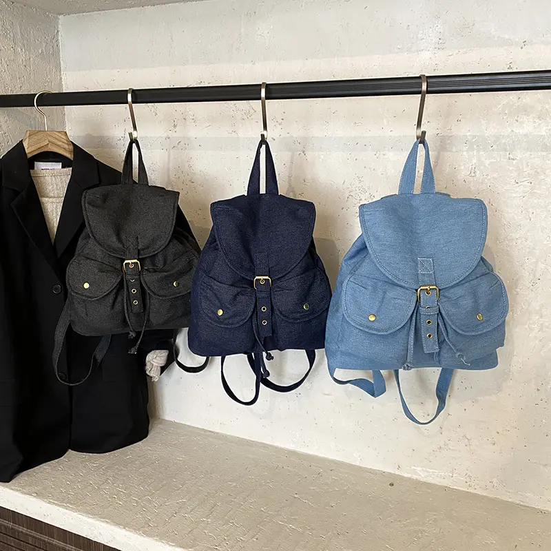 LEFTSIDE Women's Denim Soft Backpacks 2025 New in Fashion Summer Backpack for Teens​​ Girls School Bag Double Pockets Back Pack