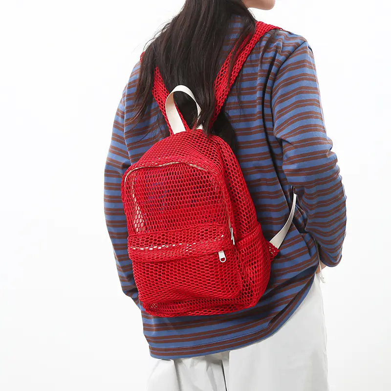LEFTSIDE Small Mesh Backpack Bags 2025 Women Solid Color Back Packs Females Travel Simple Beach Student School Backpacks