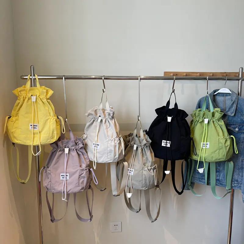 LEFTSIDE Women's Small Soft Green Drawstring Cloth Backpacks 2025 Summer Fashion Backpack Girls School Bag Cute Back Pack