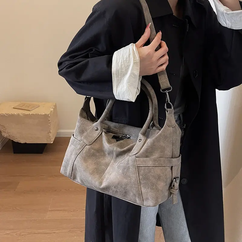 LEFTSIDE Retro Design PU Leather Shoulder Bags For Women 2025 Korean Fashion Big Armpit Bag Female Crossbody Bag Handbags