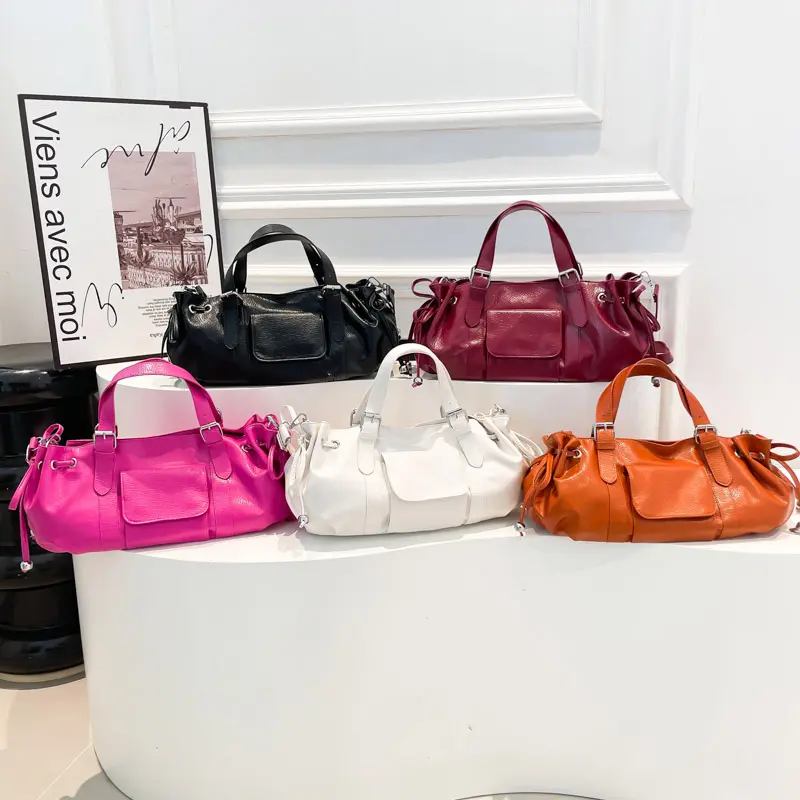 LEFTSIDE Design PU Leather Pillow Bags for Women 2025 New Korean Fashion Simple Trend Female Shoulder Crossbody Bag Handbags