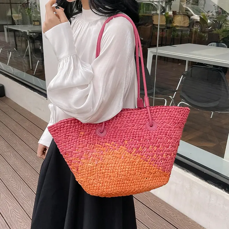 ​French Style Straw Tote Bags for Women 2025 Summer Shoulder Bags Lady Travel Handbags Female Woven Raffia ​Picnic Beach Bag