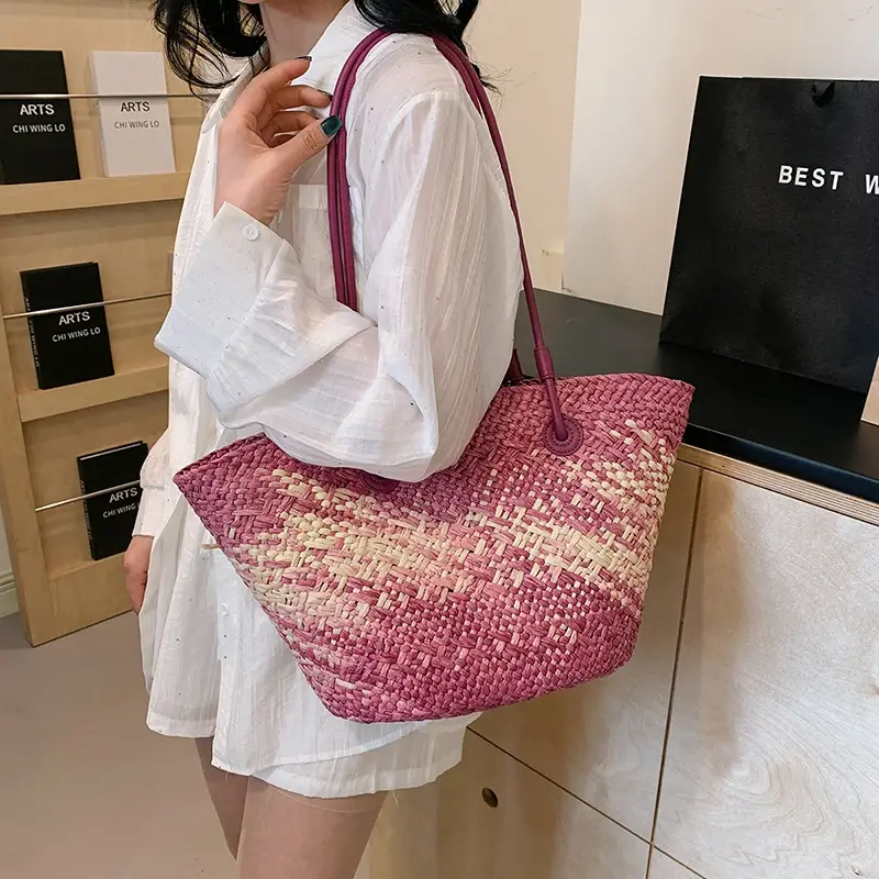 ​French Style Straw Tote Bags for Women 2025 Summer Shoulder Bags Lady Travel Handbags Female Woven Raffia ​Picnic Beach Bag