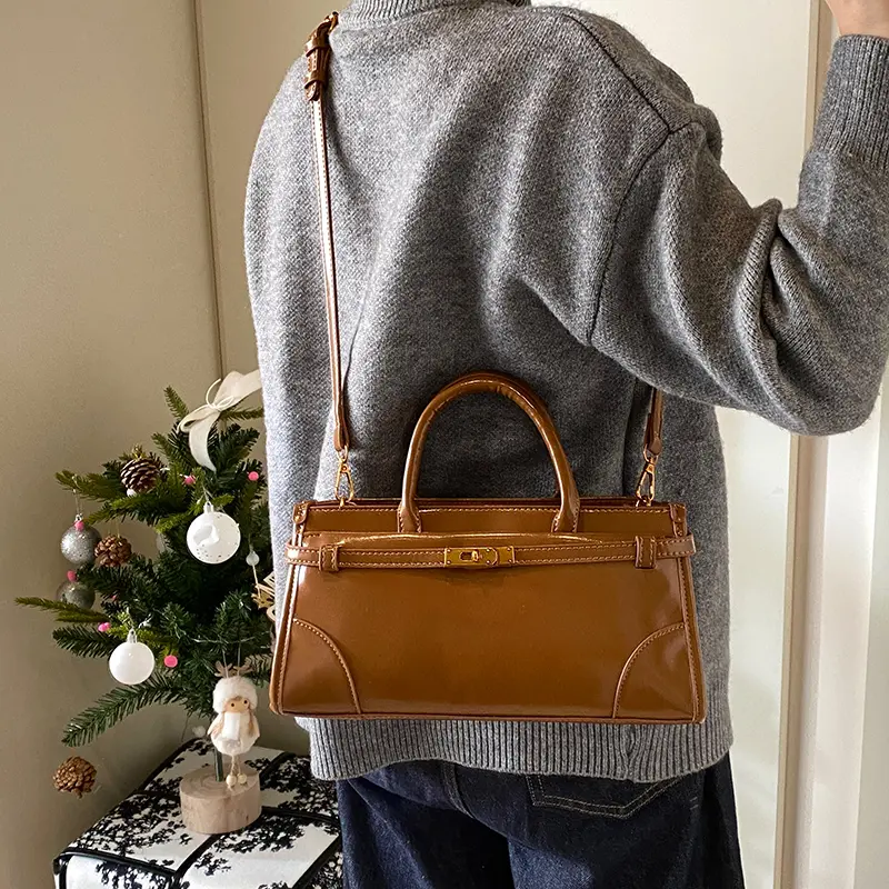 LEFTSIDE Small Pu Leather Crossbody Bags Lady Short Handle Shoulder Bag for Women 2024 New Simple Y2K Retro Handbags and Purses
