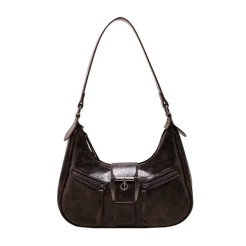LEFTSIDE Retro Belt Design PU Leather Shoulder Bags for Women 2025 Y2K Small Vintage Females Underarm Crossbody Bag Handbags