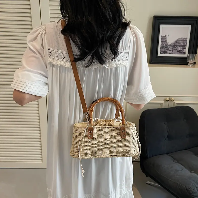 LEFTSIDE Woven Straw Small Crossbody Bags for Women 2025 Ladies ​Eco-friendly Shoulder Bag Females Beach Bags Summer Handbags
