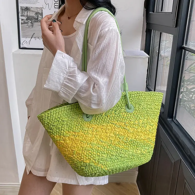 ​French Style Straw Tote Bags for Women 2025 Summer Shoulder Bags Lady Travel Handbags Female Woven Raffia ​Picnic Beach Bag
