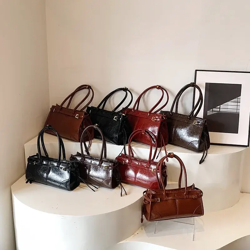 LEFTSIDE PU Leather Underarm Bags Lady Shoulder Bag for Women 2024 Winter New Fashion Y2K Tote Bags Retro Handbags and Purses