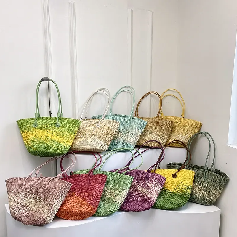 ​French Style Straw Tote Bags for Women 2025 Summer Shoulder Bags Lady Travel Handbags Female Woven Raffia ​Picnic Beach Bag