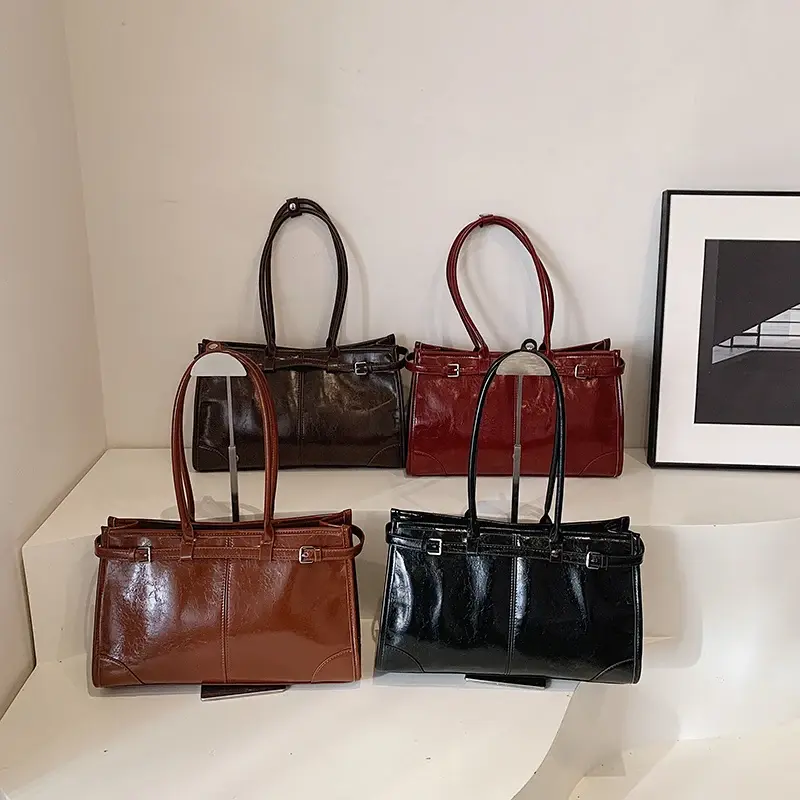LEFTSIDE Large PU Leather Tote Bags Lady Shoulder Bag for Women 2024 Winter New Trend Fashion Y2K Retro Handbags and Purses