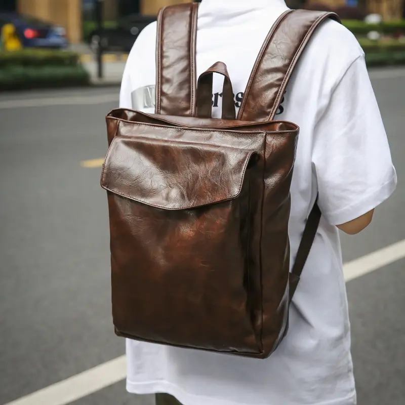 Women's Large Pu Leather Backpacks 2024 Y2K Korean Fashion Solid Color Vintage Backpack Lady Travel Green School Bag Back Packs