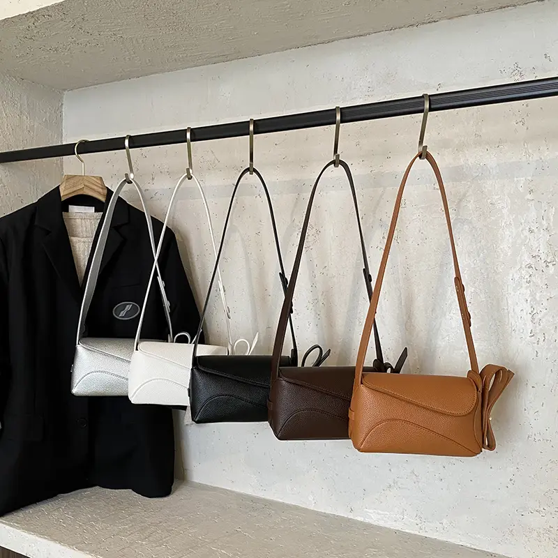 LEFTSIDE 2025 New Luxury Small PU Leather Solid Color Handbags and Purses Women's Flap Crossbody Bag Silver Shoulder Bags
