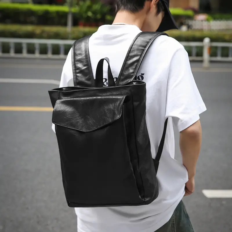Women's Large Pu Leather Backpacks 2024 Y2K Korean Fashion Solid Color Vintage Backpack Lady Travel Green School Bag Back Packs