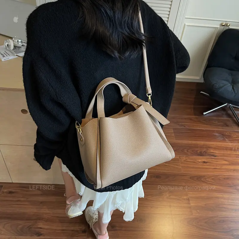 LEFTSIDE Small PU Leather Bucket Bag for Women Shoulder Bags 2025 Short Handle Crossbody Bag Lady Designer Handbags and Purses