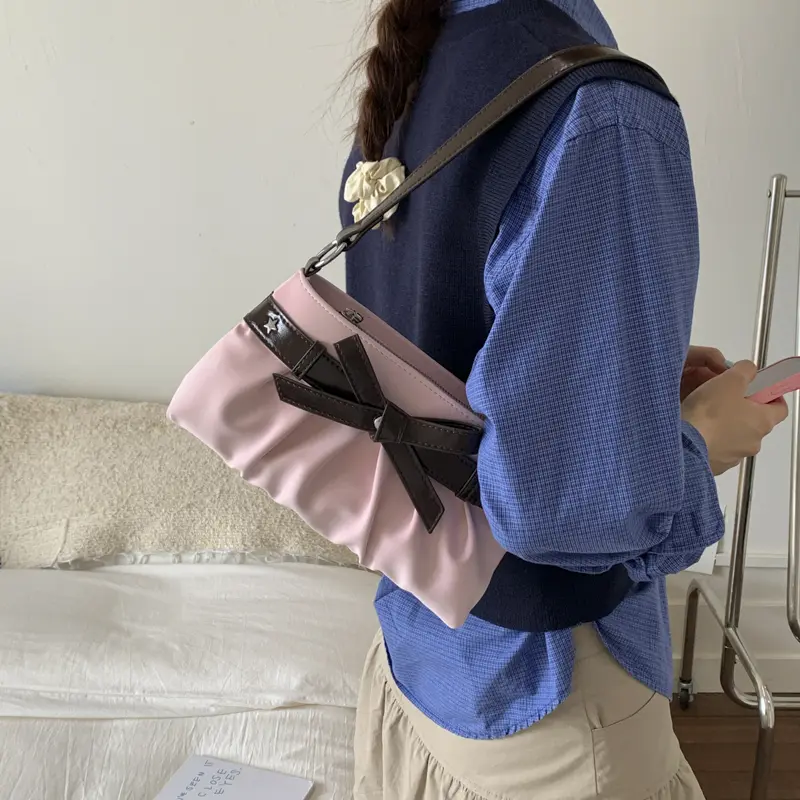 LEFTSIDE Retro Sweet Bow Design Shoulder Bags for Women Small PU Leather Crossbody Bag 2025 Y2k Designer Purses and Handbags