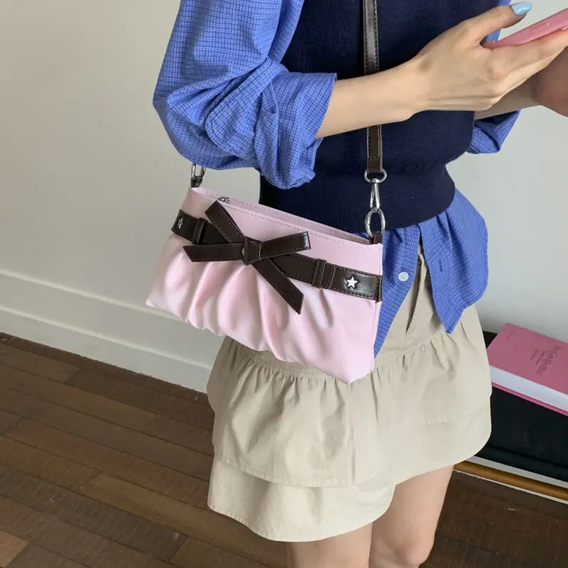 LEFTSIDE Retro Sweet Bow Design Shoulder Bags for Women Small PU Leather Crossbody Bag 2025 Y2k Designer Purses and Handbags