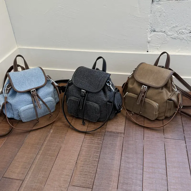 LEFTSIDE Women's Pu Leather Small Double Pockets Backpacks 2025 New Fashion Vintage Backpack Student School Bag Back Packs