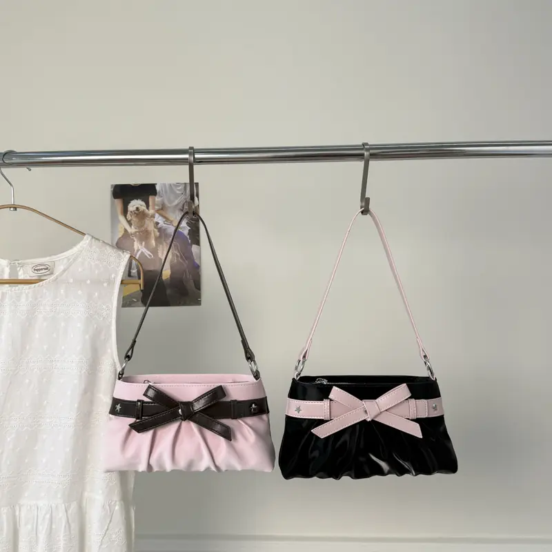 LEFTSIDE Retro Sweet Bow Design Shoulder Bags for Women Small PU Leather Crossbody Bag 2025 Y2k Designer Purses and Handbags