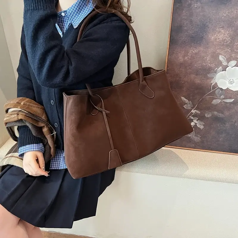 LEFTSIDE Big Short Handle PU Leather Solid Color Tote Bags for Women 2024 Y2K Ladies Shoulder Bag Females Retro Handbags