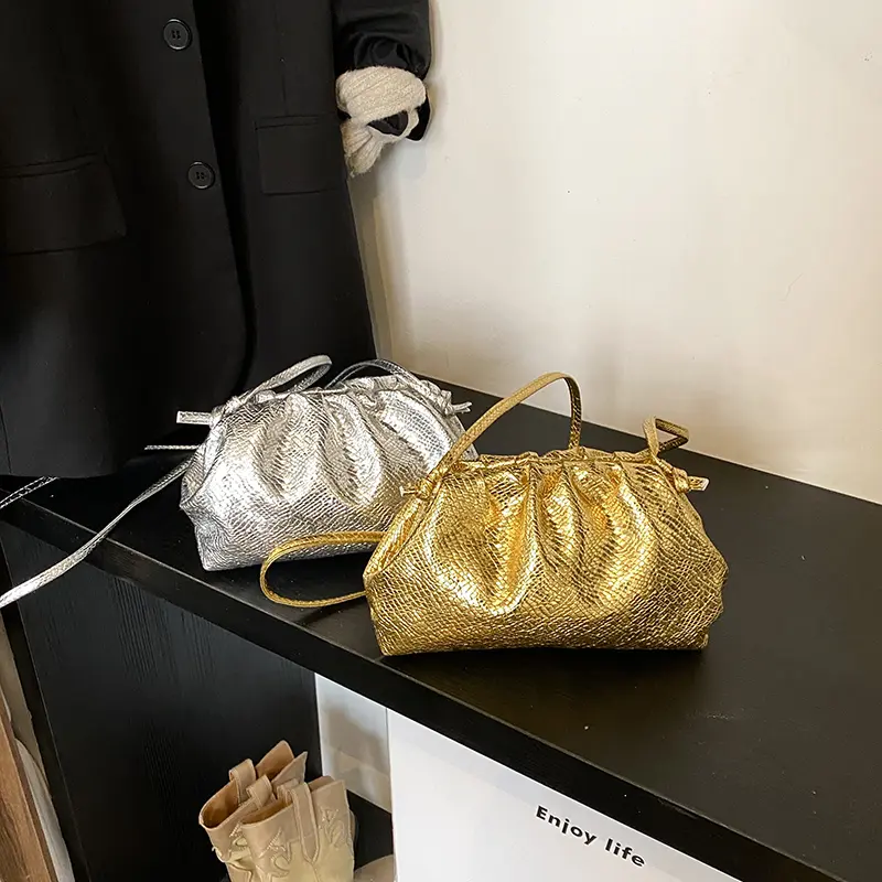LEFTSIDE Cute Small Gold Pu Leather Crossbody Bags for Women 2025 New Trend Fashion Shoulder Bag Females Handbags and Purses